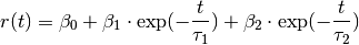 r(t) = \beta_0 + \beta_1 \cdot \exp(-\frac{t}{\tau_1}) + \beta_2 \cdot \exp(-\frac{t}{\tau_2})